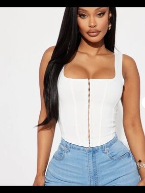 Fashion Nova White Square Neck Corset Tank